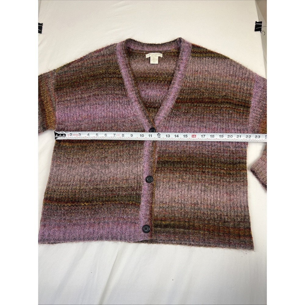 Christian Siriano Purple Marled V-Neck Button Up Cardigan Sweater, Large - Picture 7 of 8